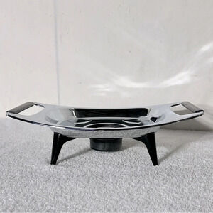 Vintage MCM Chrome Footed Casserole Server Warmer Stand Atomic Age Trivet